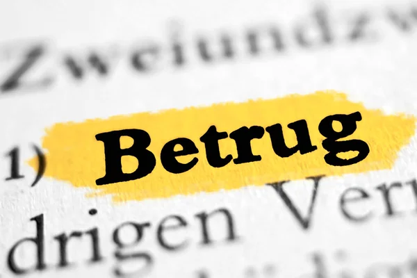 Betrug is the German word for Fraud - highlighted in yellow