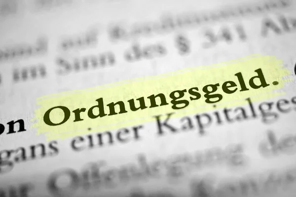 Ordnungsgeld German Word Administrative Fine Highlighted Yellow — Stock Photo, Image