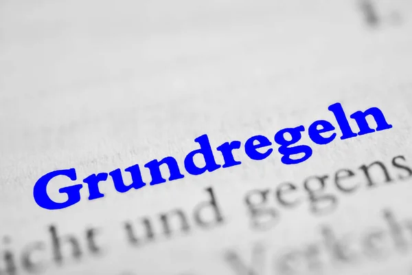 Grundregeln Ist Das Deutsche Wort Für Grundregeln Blauer Text — Stockfoto