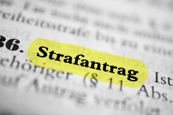 Strafantrag is the German word for demand for a penalty - yellow marker