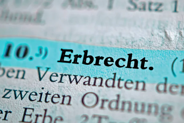 Inheritance law - German text word with blue marker