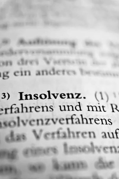 Insolvenzは破産のドイツ語です 黒と白の画像 — ストック写真