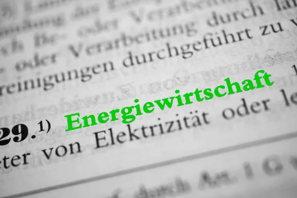 Energiewirtschaft is the German word for energy industry - green letters