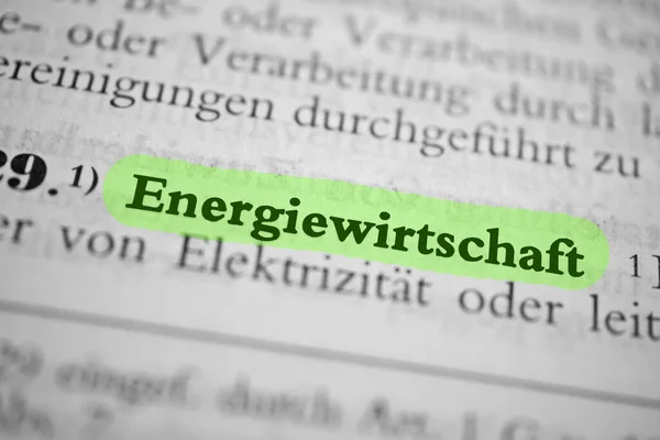 Energiewirtschaft Palabra Alemana Para Industria Energética Marcado Verde — Foto de Stock