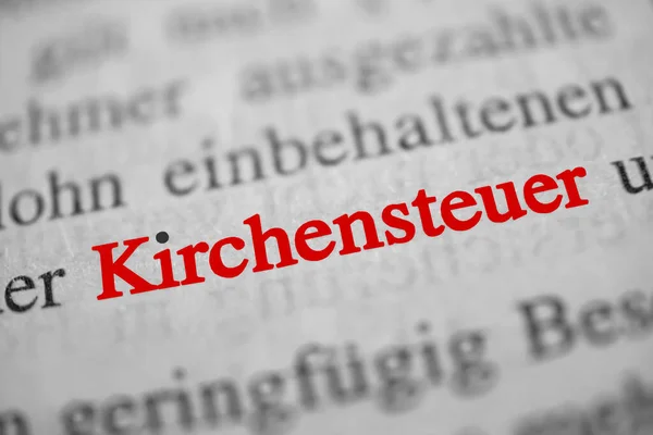 Kirchensteuer Német Szó Egyházi Adó Piros Betűk Fekete Dot — Stock Fotó