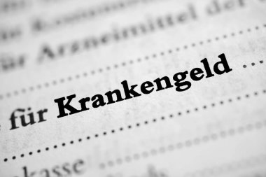 hasta maaşı - Almanca metin - siyah beyaz metin 