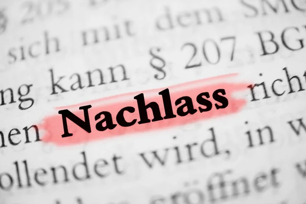 Nachlass is the German word for estate - highlighted in red