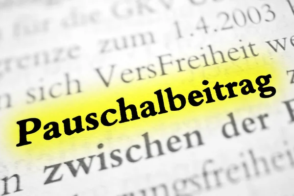 Pauschalbeitrag Ist Das Deutsche Wort Für Pauschalbeitrag Gelb Hervorgehoben — Stockfoto