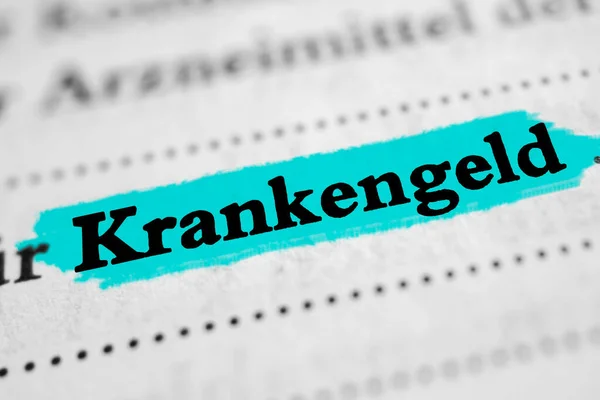 Krankengeld is the German word for sick pay - blue marker
