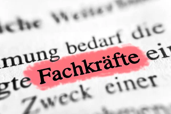 Fachkrfte is the german word of Skilled workers - text highlighted in red