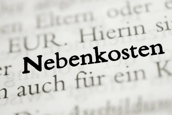 Nebenkosten German Word Additional Costs Black White Text — Stock Photo, Image