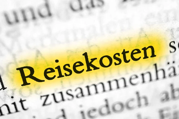 Reiskosten Het Duitse Woord Voor Reiskosten Gele Stift — Stockfoto