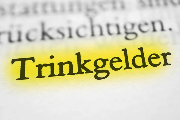 Trinkgelder is the German word for tips - marked in yellow