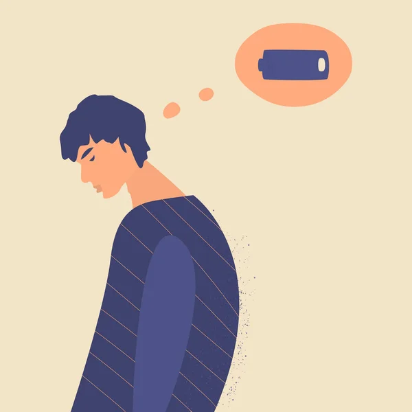 Szomorú Fáradt Férfi Vagy Fiú Depressziós Boldogtalan Férfi Karakter Depresszióban — Stock Vector