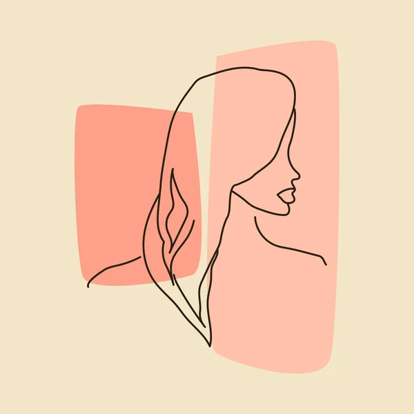 Ručně Kreslený Obrys Současný Portrét Ženy Světlým Vzorkem Módních Barev — Stockový vektor