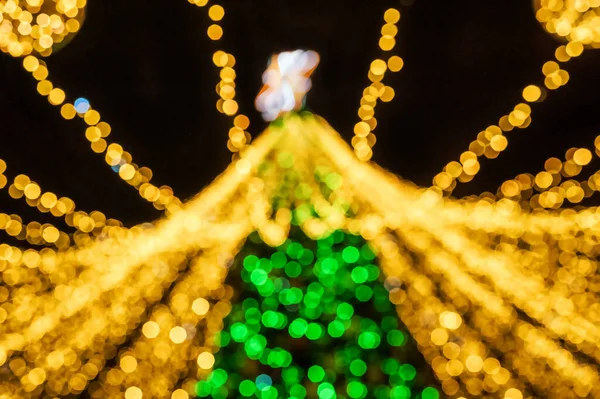 Christmas Background Gold Lights Defocus Yellow Lights Black Background Place — Stock Photo, Image