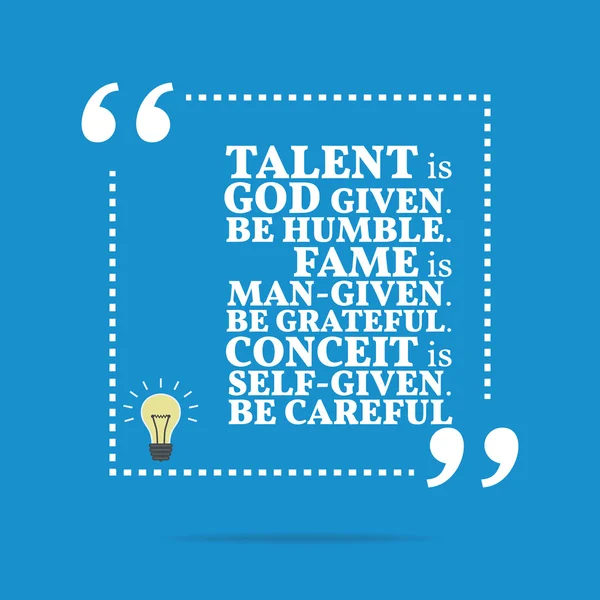 Inspirational motivational quote. Talent is God given. Be humble — Stock Vector