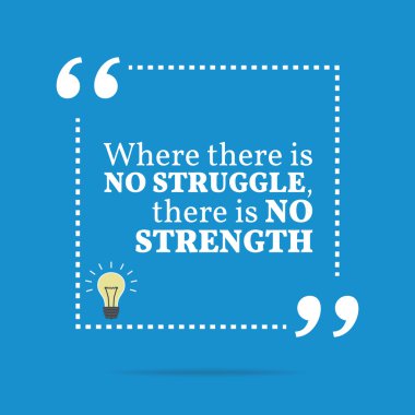 Inspirational motivational quote. Where there is no struggle, th