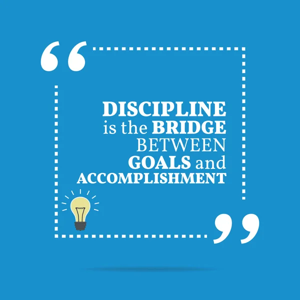 Citação motivacional inspiradora. A disciplina é a ponte entre nós. — Vetor de Stock