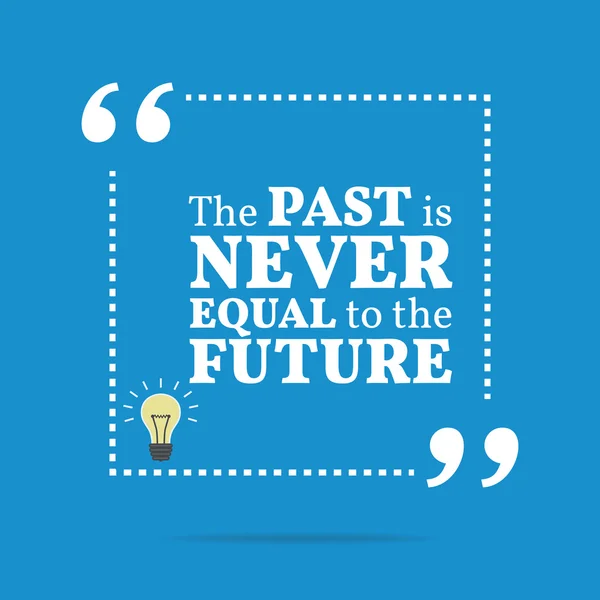 Inspirational motivational quote. The past is never equal to the — Stock Vector