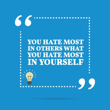 Inspirational motivational quote. You hate most in others what y