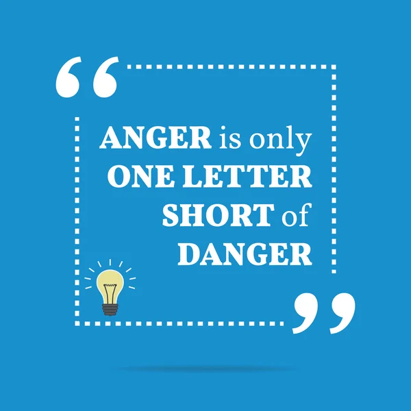 Inspirational motivational quote. Anger is only one letter short — Stock Vector