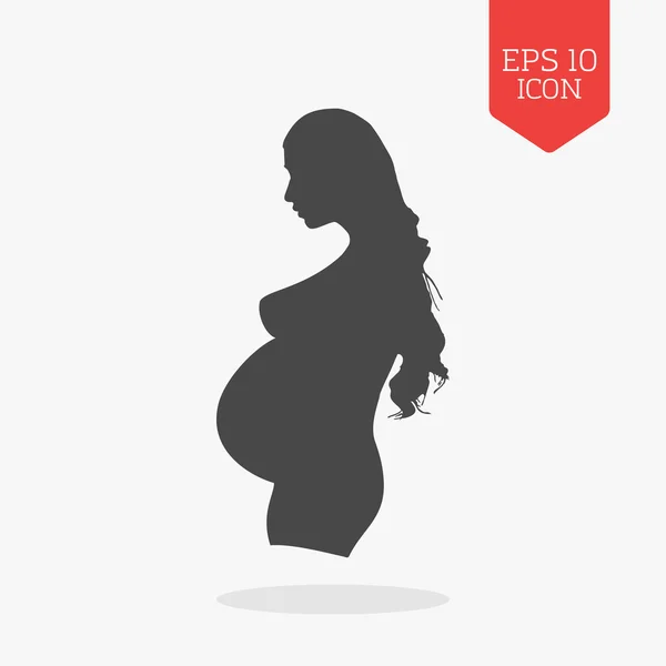 Pregnant woman icon. Flat design gray color symbol, sign. — Stock Vector