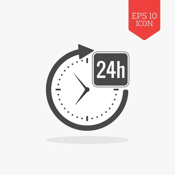 Icono 24 horas al día, abierto las 24 horas del día concepto. Diseño plano — Vector de stock