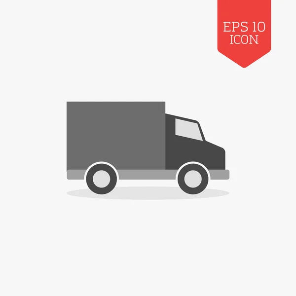Иконка грузовика, концепция коммерческого автомобиля. Плоский дизайн серого цвета с — стоковый вектор