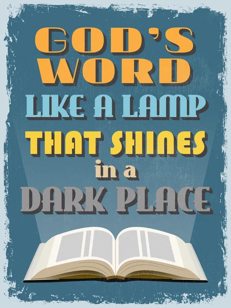 Retro Vintage Motivational Quote Poster. God's Word Like a Lamp — Stock Vector