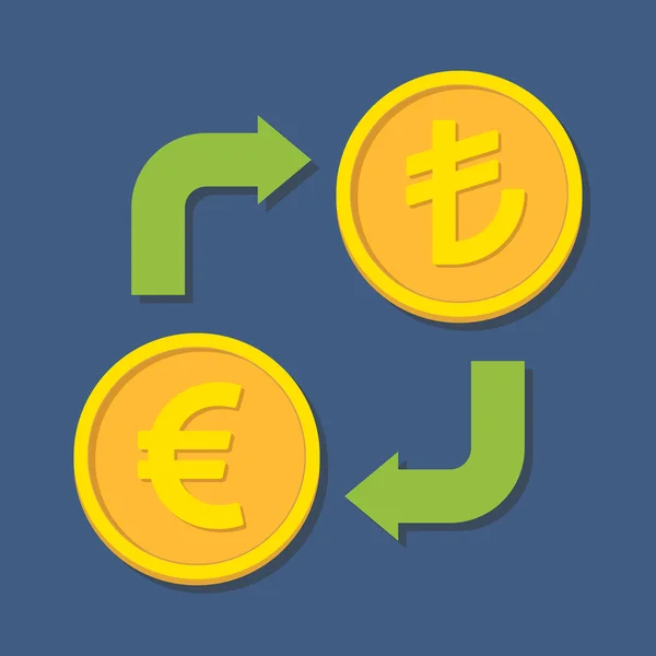 Change de devises. Euro et lire turque . — Image vectorielle