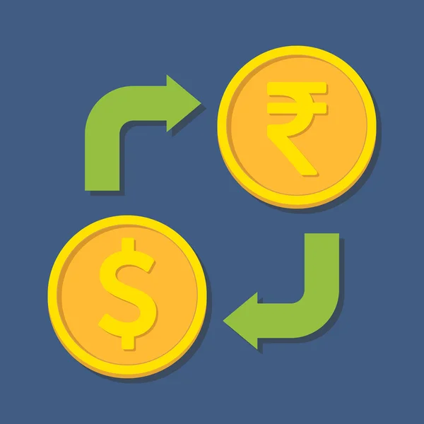 Currency exchange. Dollar and Rupee. — Stock Vector