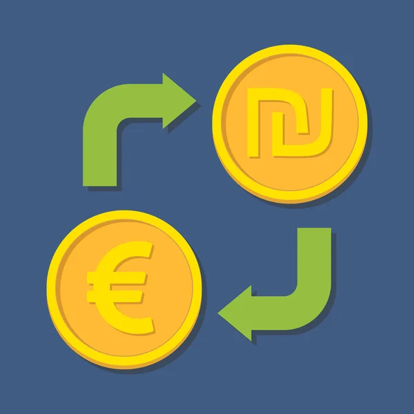 Change de devises. Euro et Shekel . — Image vectorielle