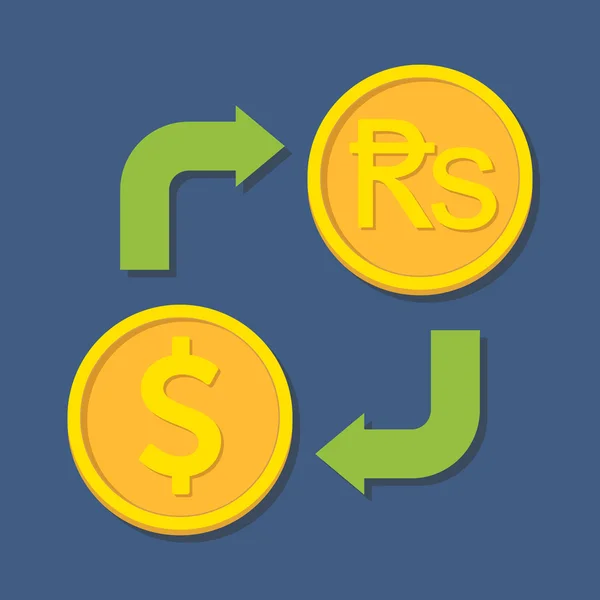 Change de devises. Dollar et roupie . — Image vectorielle