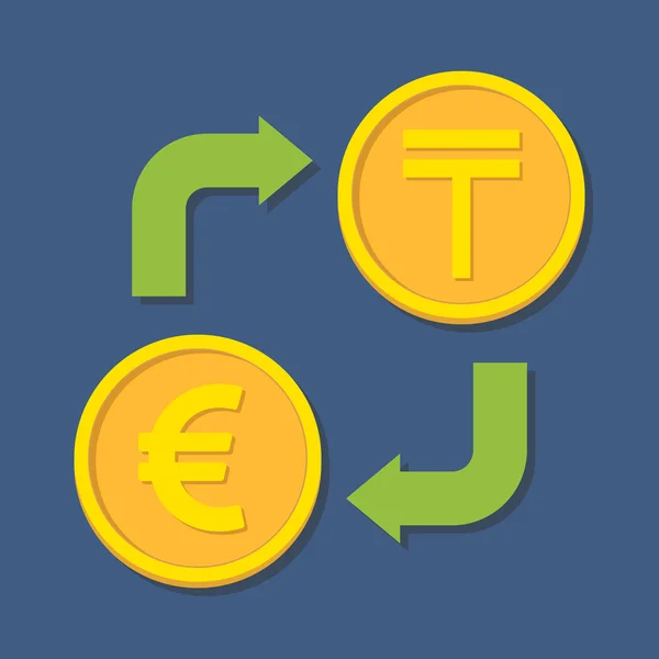 Change de devises. Euro et Tenge . — Image vectorielle