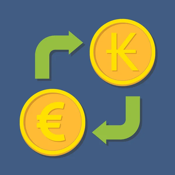 Döviz Alım Satım. Euro ve Kip. — Stok Vektör
