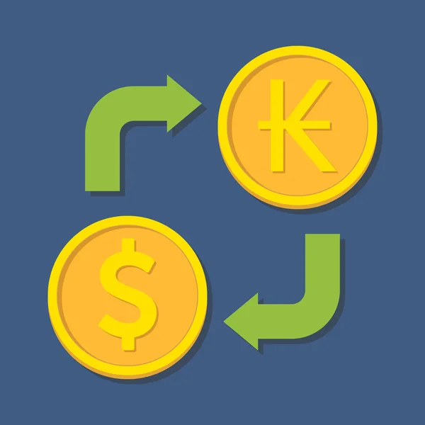 Change de devises. Dollar et Kip . — Image vectorielle