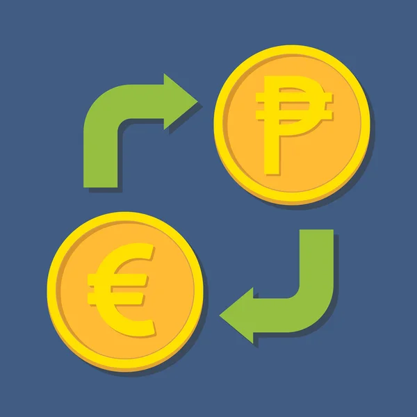Пункт обміну валют. Євро і песо. — стоковий вектор