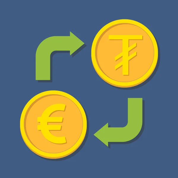 Currency exchange. Euro and Tugrik. — Stock Vector