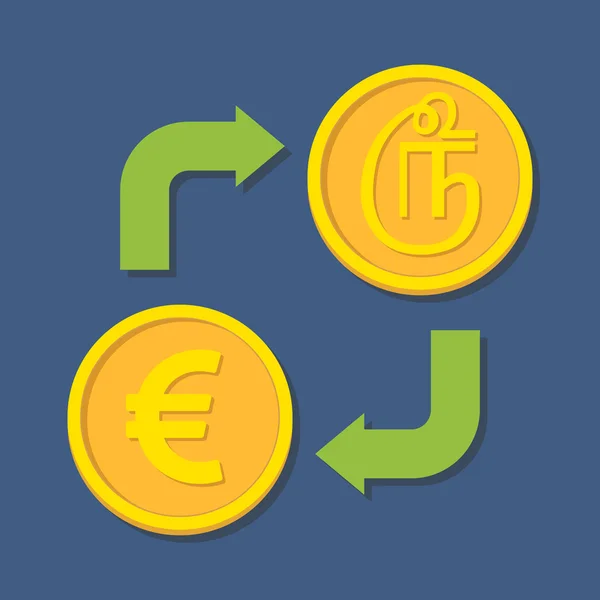 Směnárna. Euro a Tamilský Rupie. — Stockový vektor