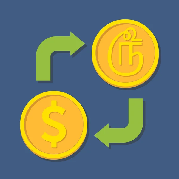 Valutawissel. Dollar en Tamil Rupee. — Stockvector