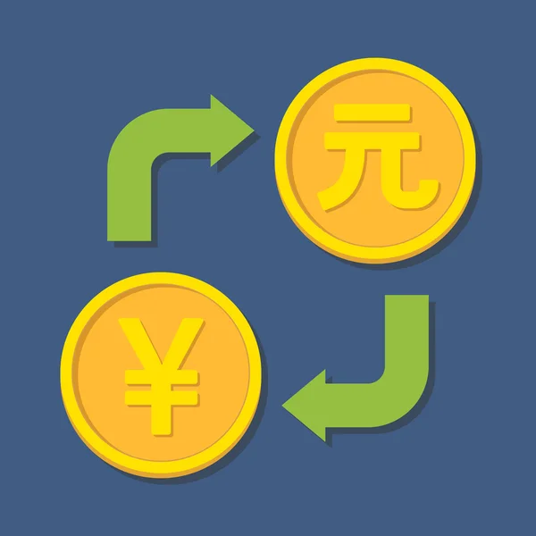 Valutawissel. Yen en Yuan. — Stockvector