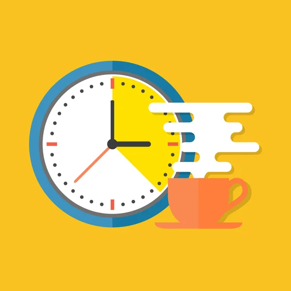 Conceito de hora do café. Design plano elegante . — Vetor de Stock