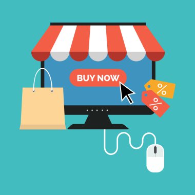 Online alışveriş kavramı. Düz tasarım şık.