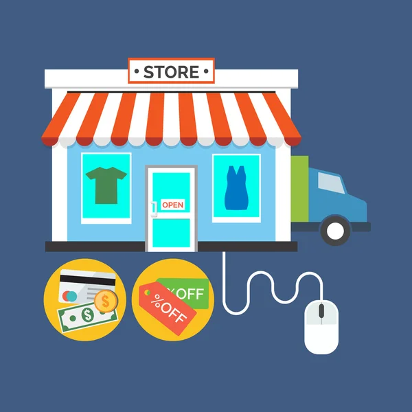 Nätbutik, Online shop koncept. Platt design snygg. — Stock vektor