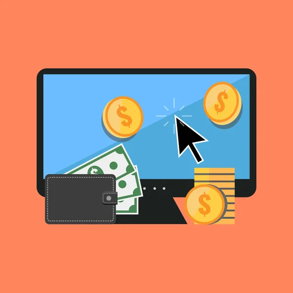 Making money online koncepció. Elegáns, lapos kivitel. — Stock Vector