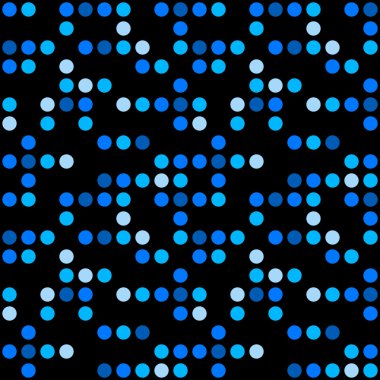 Soyut seamless modeli. Siyah arka plan üzerinde mavi noktalar. 