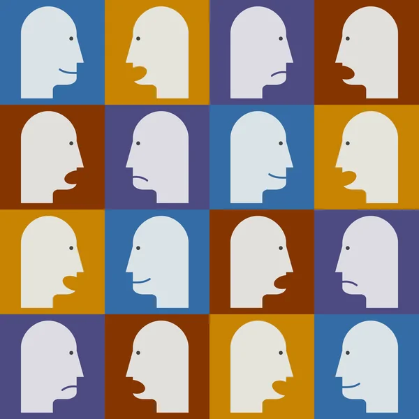 Patrón sin costuras. Rostros de personas con diferentes emociones (temperamento — Archivo Imágenes Vectoriales