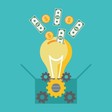 Fikir, crowdfunding kavramı yatırım. Düz tasarım.