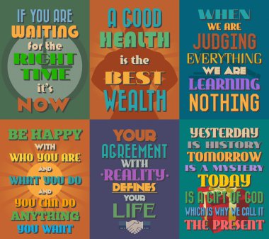 Olağandışı motivasyon ve Inspirational quotes posterler. 9 ayarla. 